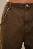 Jersey Stud Drawstring Hem Jeans