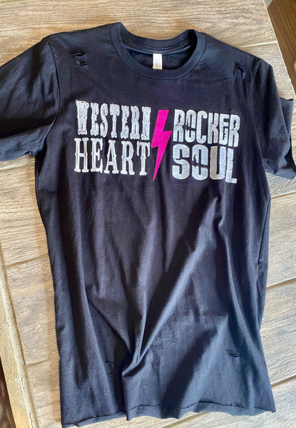 Western Heart / Rocker Soul (distressed tee)