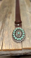 Turquoise Buckle Belt • Brown