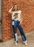Patchwork Straight Leg Jeans
