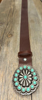 Turquoise Buckle Belt • Brown