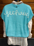 Boot Stitch Pocket Knit Sleeveless Sweater • Mint
