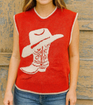 Cowboy Boot Sleeveless Sweater