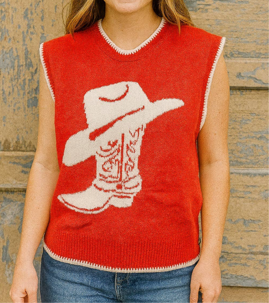Cowboy Boot Sleeveless Sweater