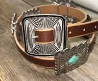 Leather Concho Belt • Brown