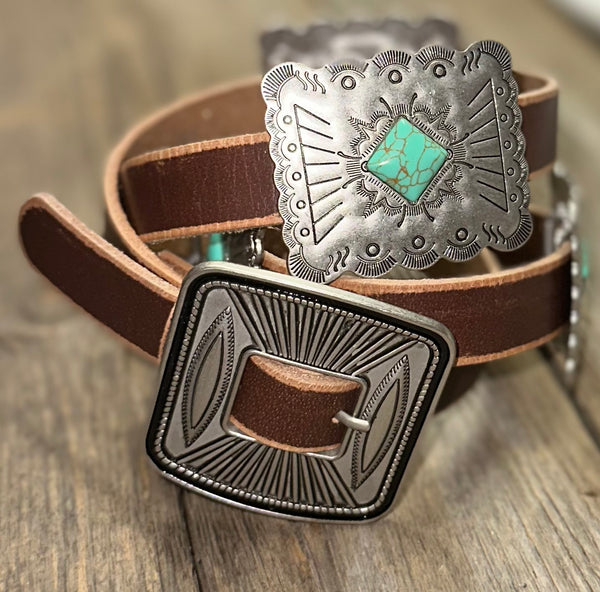 Leather Concho Belt • Brown