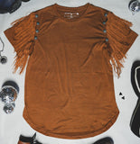 Fringey Dayz Tee • Black or Saddle