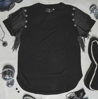 Fringey Dayz Tee • Black or Saddle