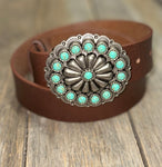 Turquoise Buckle Belt • Brown