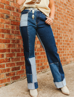 Patchwork Straight Leg Jeans