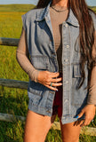 Jordyn Oversized Denim Vest • Washed Black or Denim