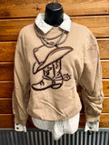 Cowboy Hat Boot Embroidered Crewneck