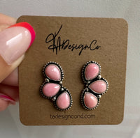 Pink Conch Cluster Earrings