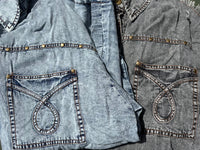 Fringe Denim Snap Top • Charcoal or Denim