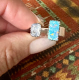 White CZ & Turquoise Opal Stone Ring