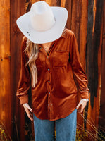 Turquoise Button Velvet Tops • Multiple Color Options
