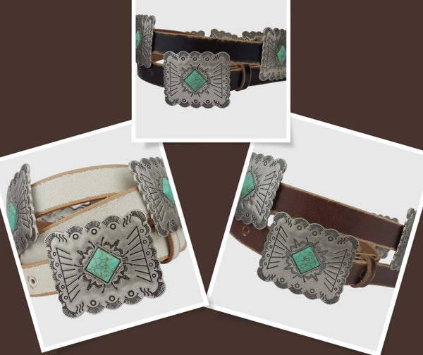 Leather Concho Belt • Square Conchos