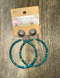 Dark Turquoise Hoop Post Earrings