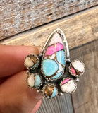 Cotton Candy Turquoise Adjustable Ring