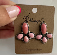Pink Conch Cluster Earrings