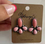 Pink Conch Cluster Earrings