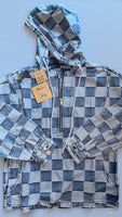 Checkered Denim Hoodie