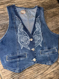 Tooled Denim Vest • Black or Denim