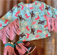 Turquoise Cowgirl Long Sleeve Top (3T-5T)