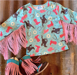 Turquoise Cowgirl Long Sleeve Top (3T-5T)