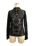 Paisley Velvet Print Mesh Top