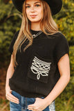Boot Stitch Pocket Knit Sleeveless Sweater • Black