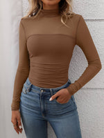 Half Sheer Long Sleeve Top