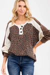 Leopard Colorblock Pullover Top