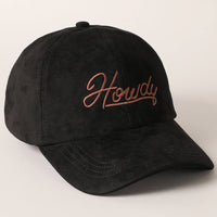 Howdy Embroidered Suede Baseball Hat