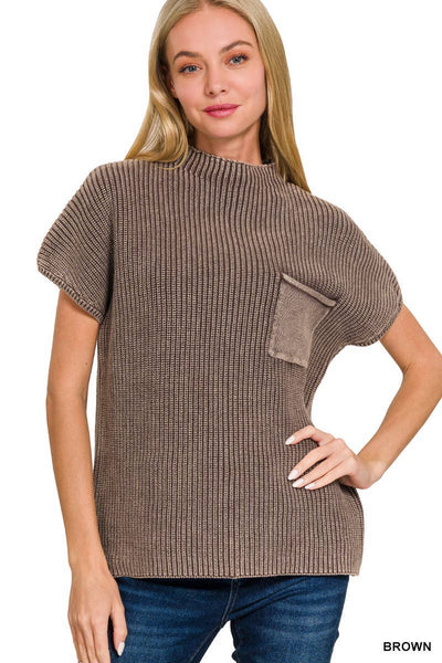 Brown Short Sleeve Sweater
