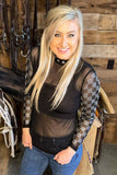 Checked In Black Mesh Top