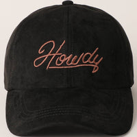 Howdy Embroidered Suede Baseball Hat