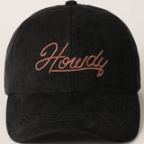 Howdy Embroidered Suede Baseball Hat