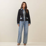 Denim Trim Blazer Jacket