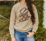 Cowboy Hat Boot Embroidered Crewneck