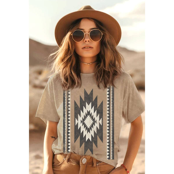 Aztec Tee • Black or Taupe