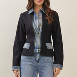 Denim Trim Blazer Jacket