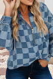 Checkered Denim Hoodie