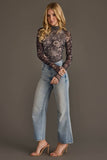 Gray & Cream Floral Mesh Top