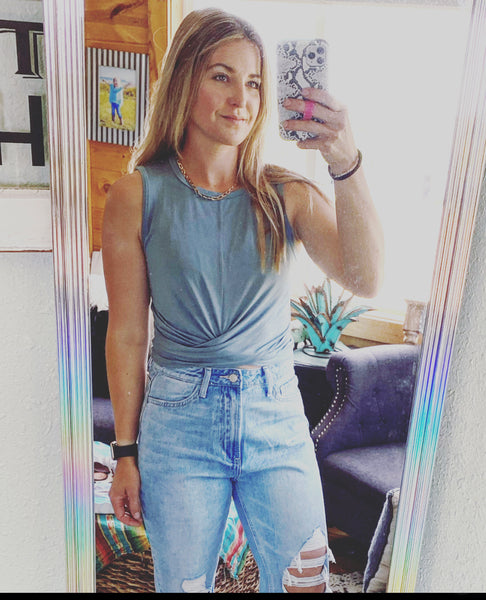 Twist front tank crop top