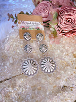 Concho 3 stack post earrings